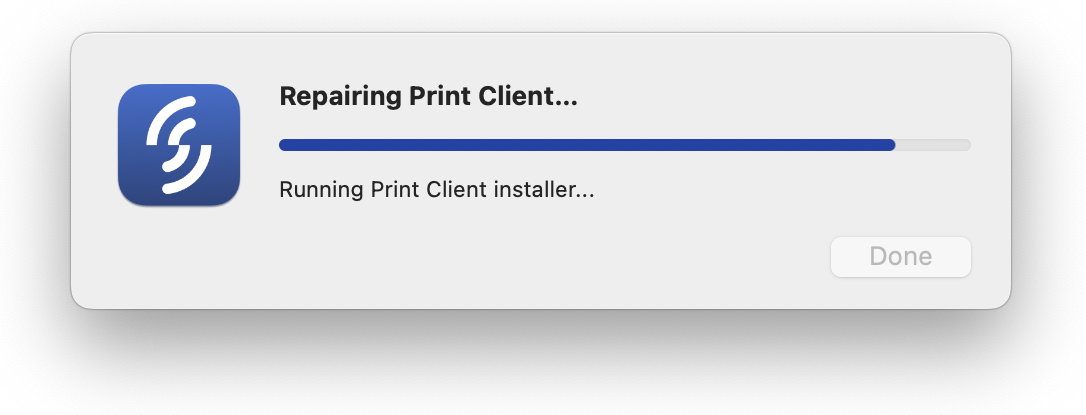 Running Print Client Installer (noshadow)